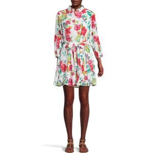 Tommy Bahama Women's White Fiesta Floral Coverup Shirt Dress Size M